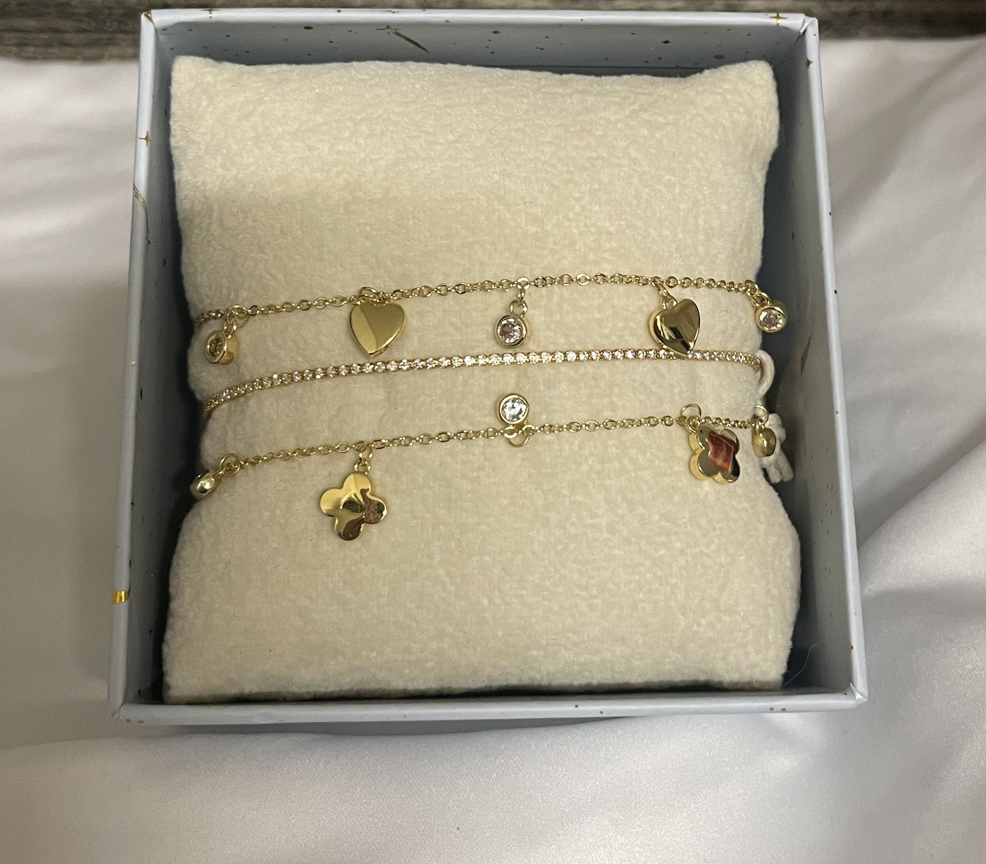 Gold Charm Bracelet Set