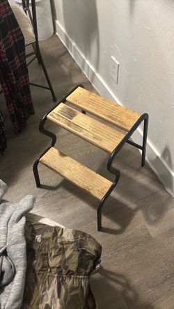 2-Step Wood and Metal Step Stool