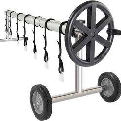 VINGLI 18 Feet Aluminum Solar Swimming Inground Pool Cover Reel Set, Up to 18-Feet Wide x 40-Feet Length