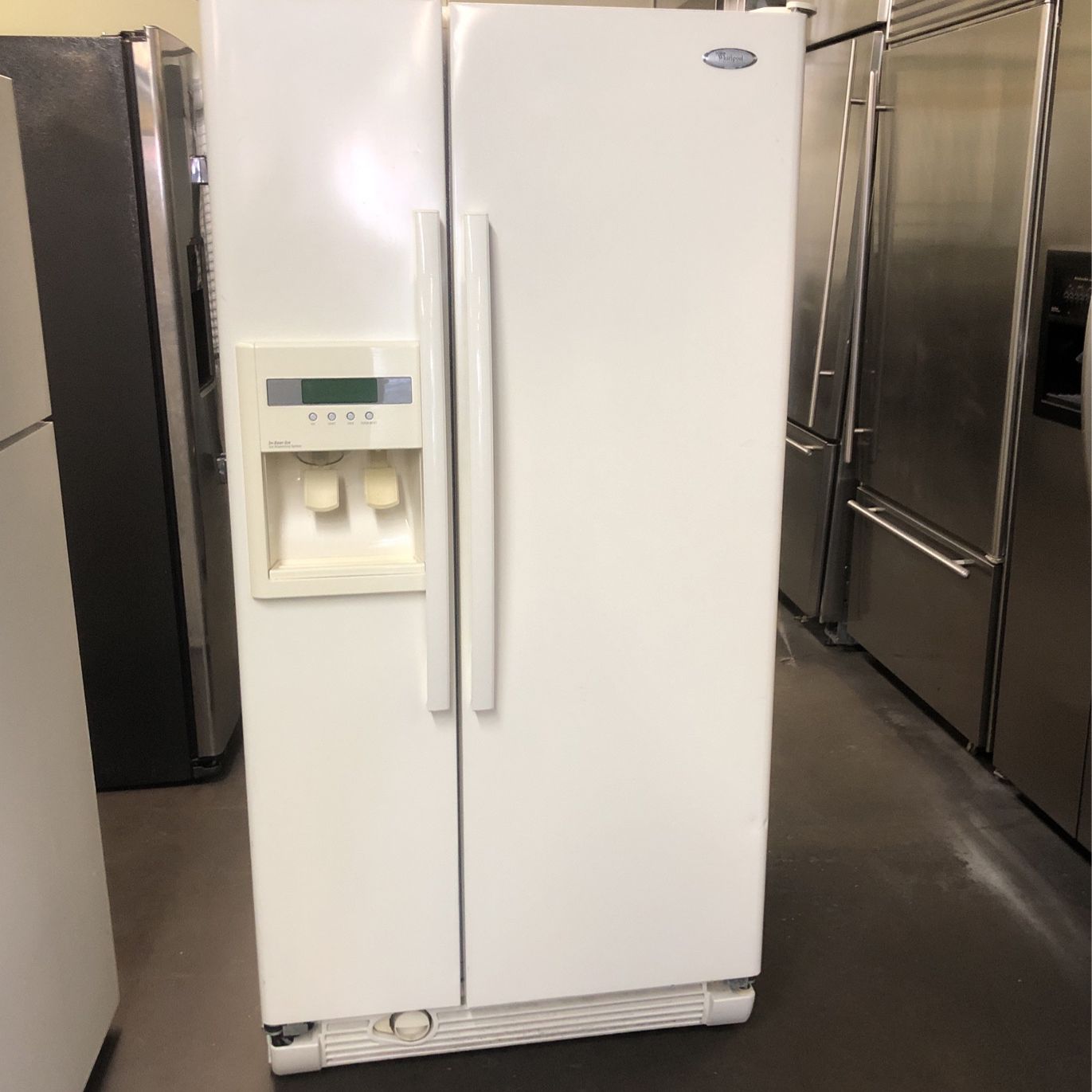 Whirlpool 33”Wide Almond Color Side By Side Refrigerator 