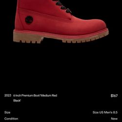 Timberland Red And Black 8.5