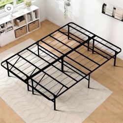 14" Height Full Bed Frame, Heavy-Duty Foldable Metal Bed Frame with Underbed storage