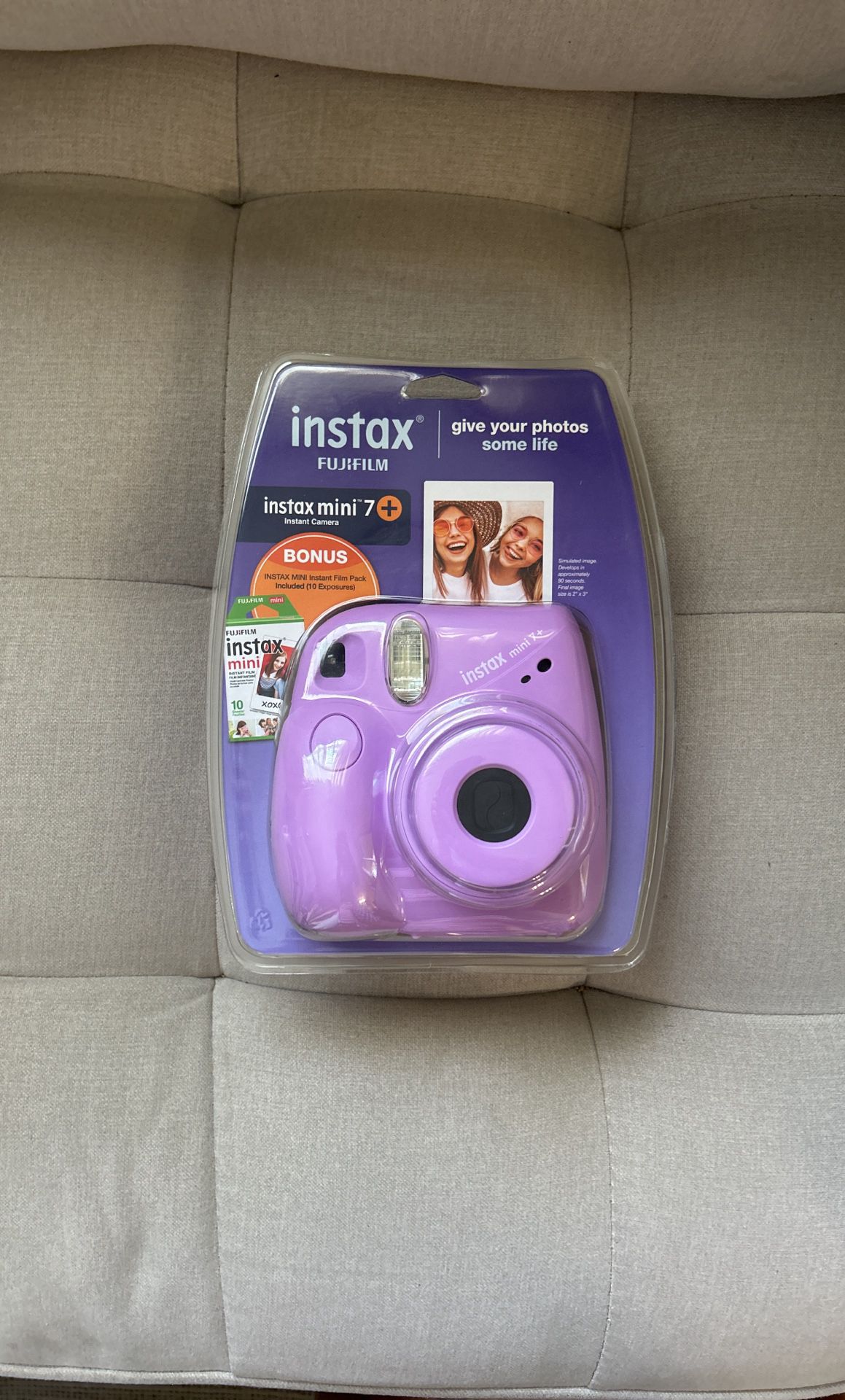 Fujifilm INSTAX Mini 7+ Exclusive Blister Bundle with Bonus Pack of Film (10-pack Mini Film), Lavender