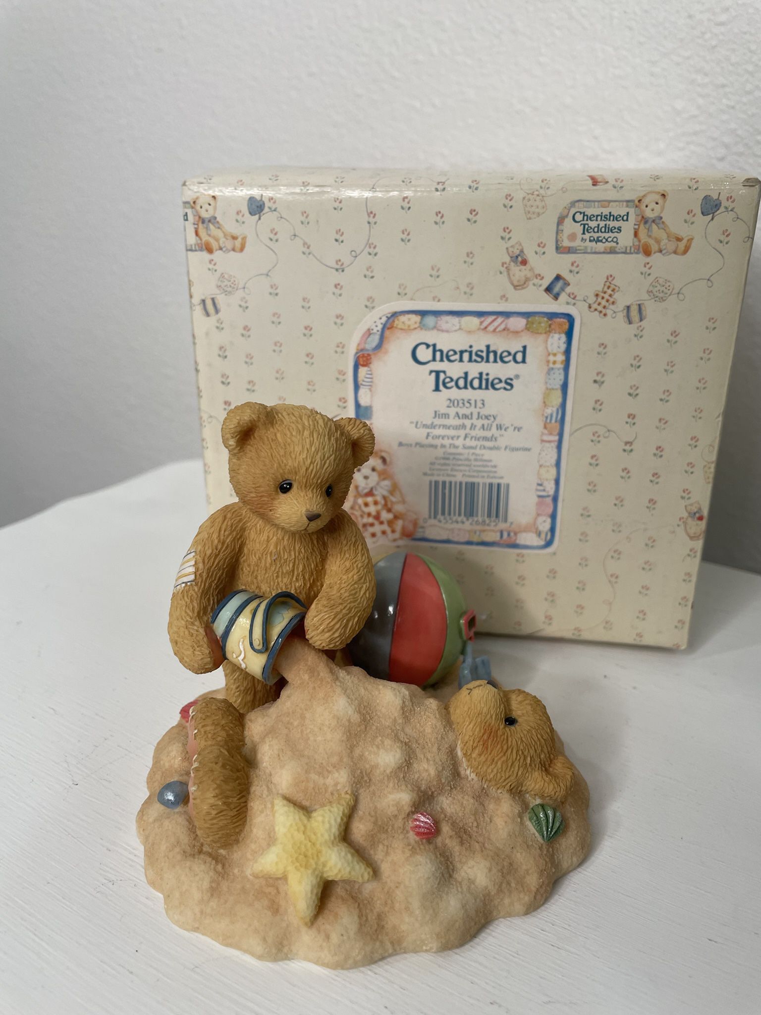 1996 Cherished Teddies Jim And Joey "Underneath It All We're Forever Friends" With Box- Enesco 