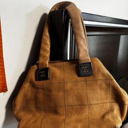 Chanel Chocolate Bar Brown Leather Handbag