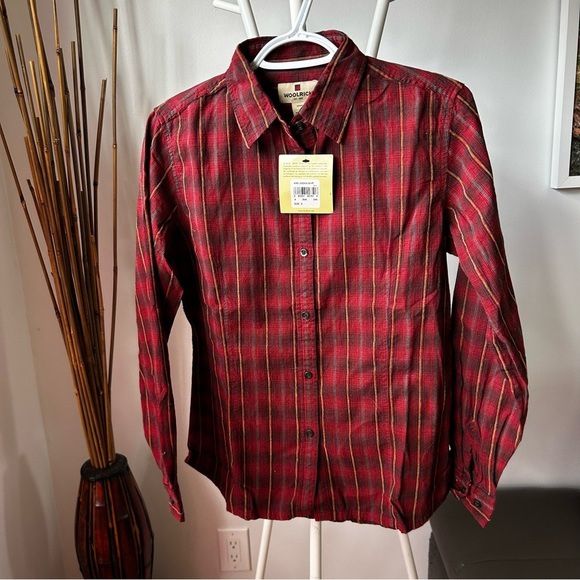 Woolrich Red Casual Button Down Shirt with Plaid Design