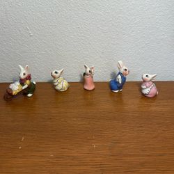Vintage Hand Made In Japan Bunnies ( 5) In Set 