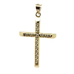Men’s 10k Yellow Gold 2.25” Inch Greek Key Cross Pendant For Necklace GP3126799