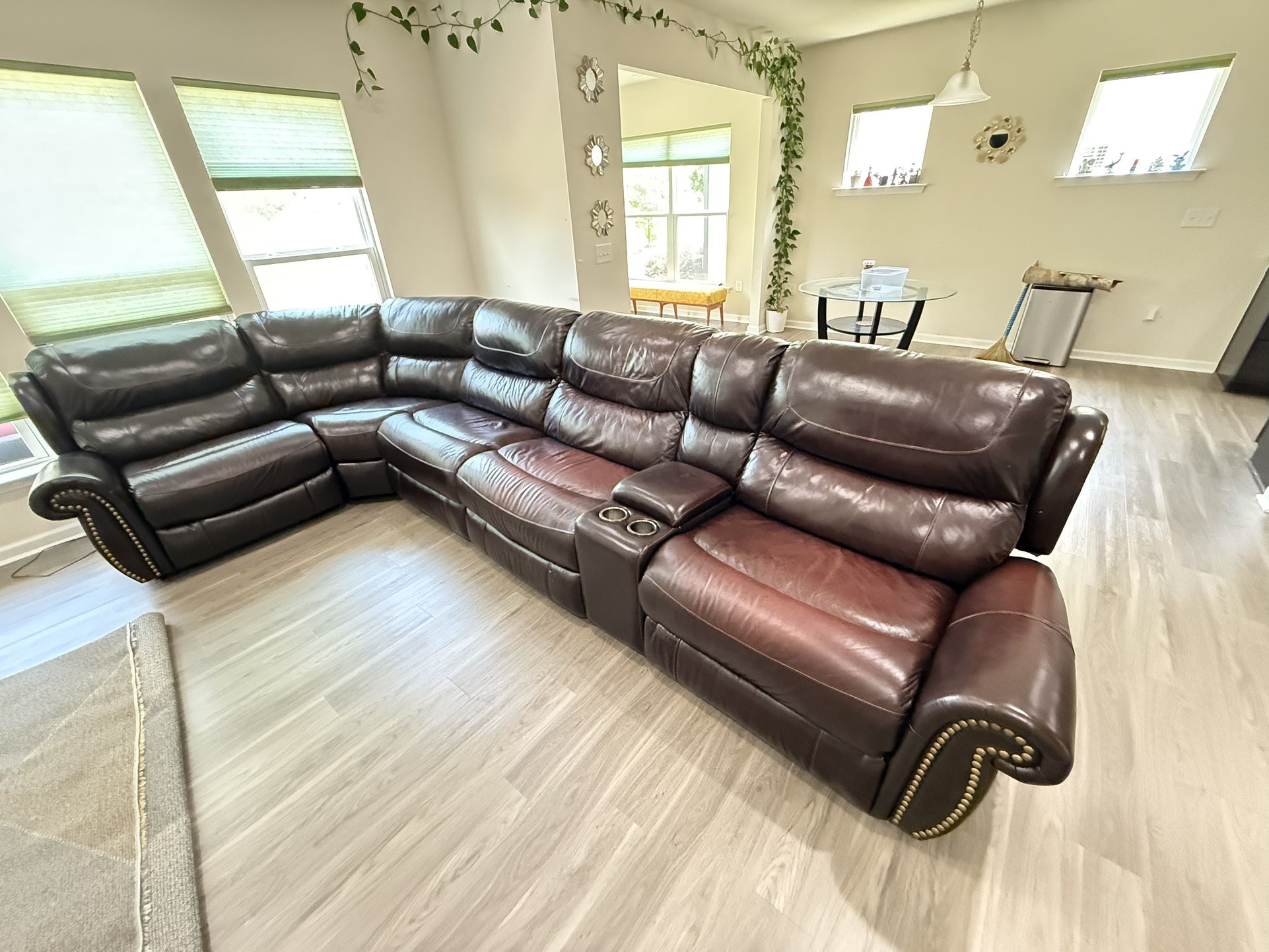 Leather Sofa with 3 Power Recliners For 900$