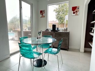 dining set for four glass and metal