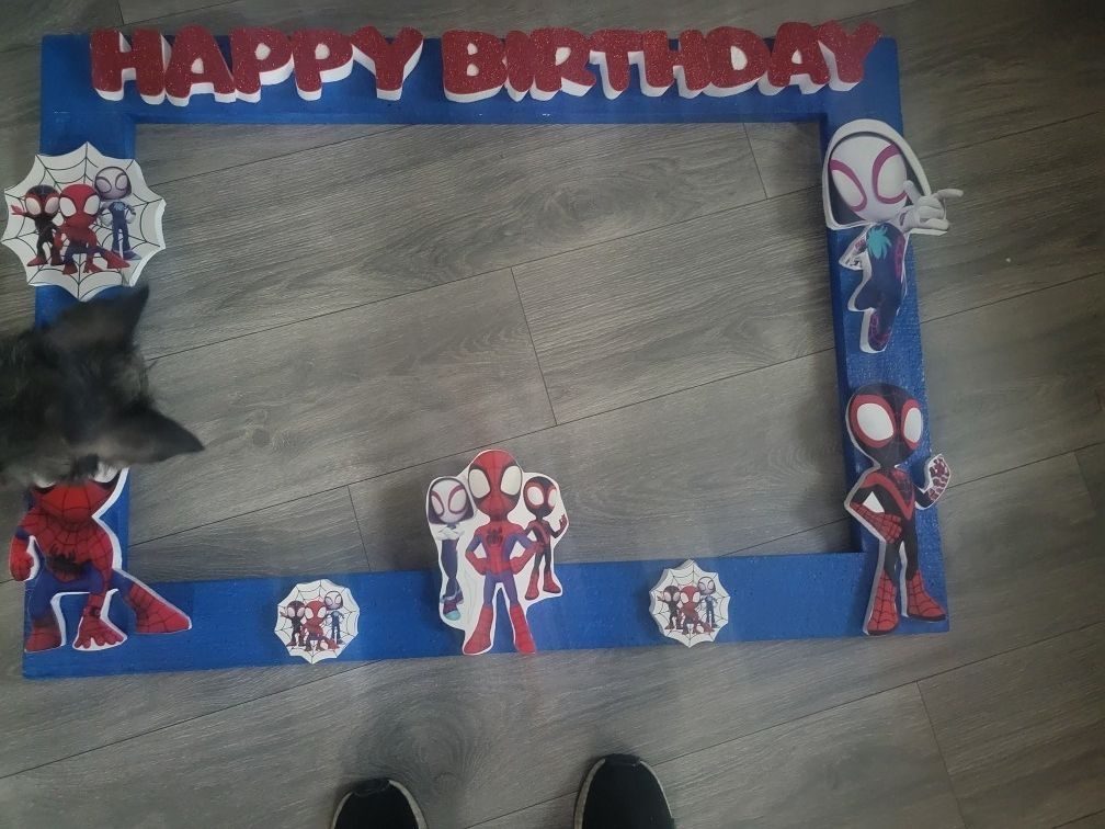 Spidey Styrofoam Picture Frame To Take With Guest