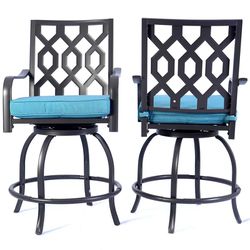 NEW Metal Outdoor Stools (2) with Cushions