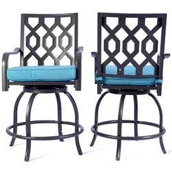 NEW Metal Outdoor Stools (2) with Cushions