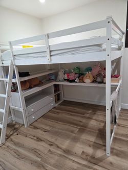 Drawer Loft Bed (Full) with Builtin Desk and Shelves