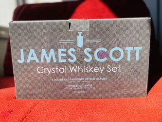 5 PCs James Scott Crystal Decanter Whiskey Glasses Set