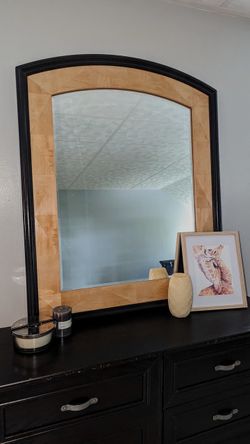 Large Arched Wall Mirror with Wood Frame