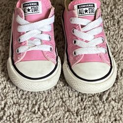 Pink & White Baby Converse All Stars Low Top Sneakers Size 5 