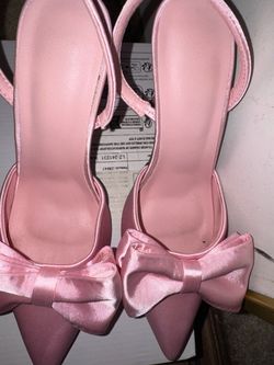 Pink Satin Bow Slingback Heels