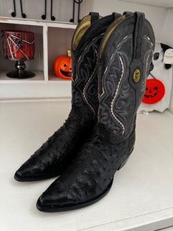 Black Ostrich  Cowboy Boots  / botas de avestruz