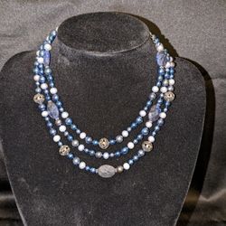 Vintage LUC 925 Layered Multi Color Pearl Necklace