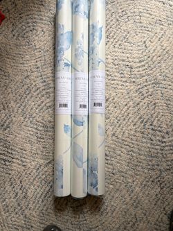 3 unopened rolls of Serena & Lily Hydrangea peel & stick wallpaper