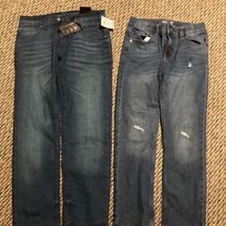 Boys Blue Jeans 2 Pair Slim Size 10