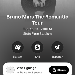 CONCERT TICKETS BRUNO MARS