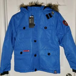 
Boys Phat Farm Hooded Parka Jacket Size 18 Blue 