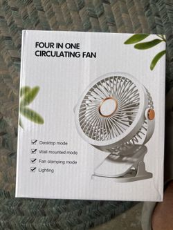 4-in-1 Portable Circulating Fan – Clip On / Desk / Wall Mount with Light | Brand New Sealed