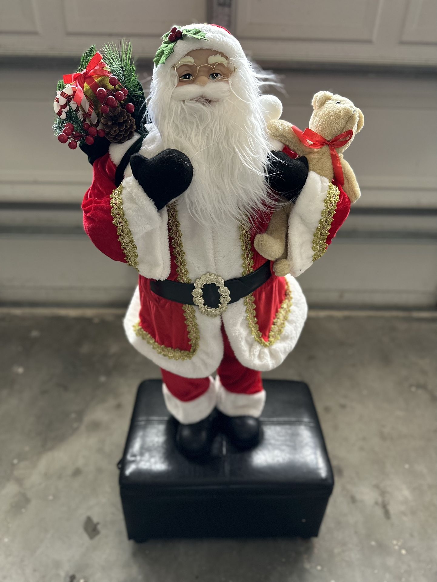 3-Ft. Santa Claus Standing Christmas Figurine Figure Decor Holding Gifts
