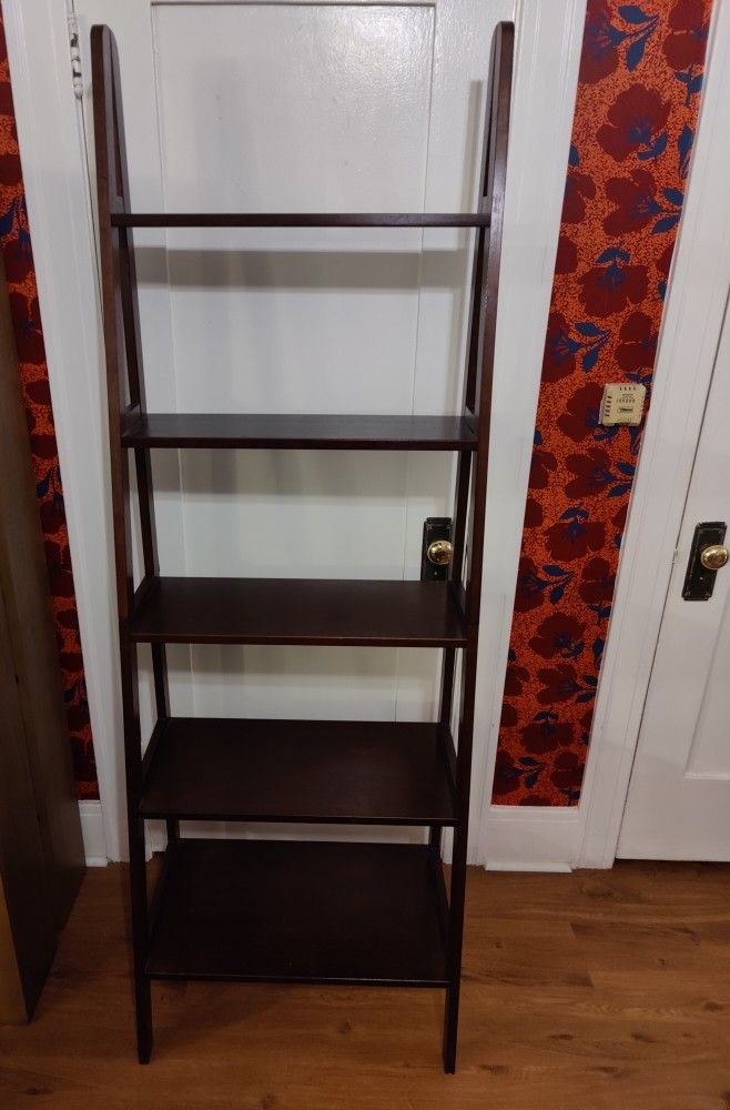 5-tier Ladder Shelf Dark Brown Bookshelf 