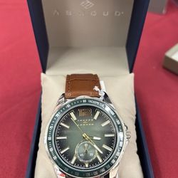 Joseph Abboud Gold Accent Leather Strap Designer Men's Wrist Watch