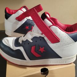 Converse Starion Vintage High Top W Strap Navy White Red Size 11.5 Mens