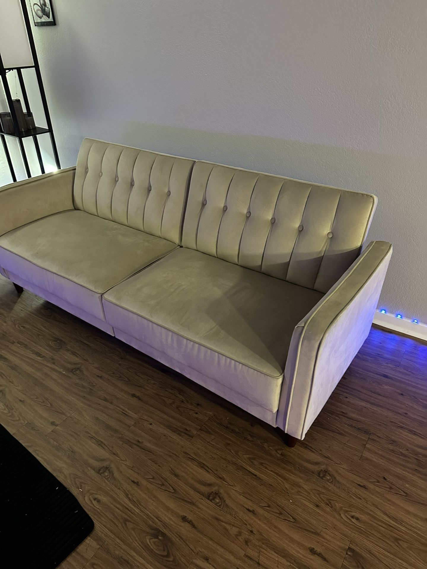 Cheap Velvet Sofa, Turns Flat