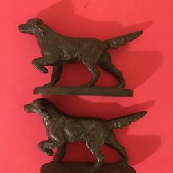 1920s bronze cast iron hunting dog bookends