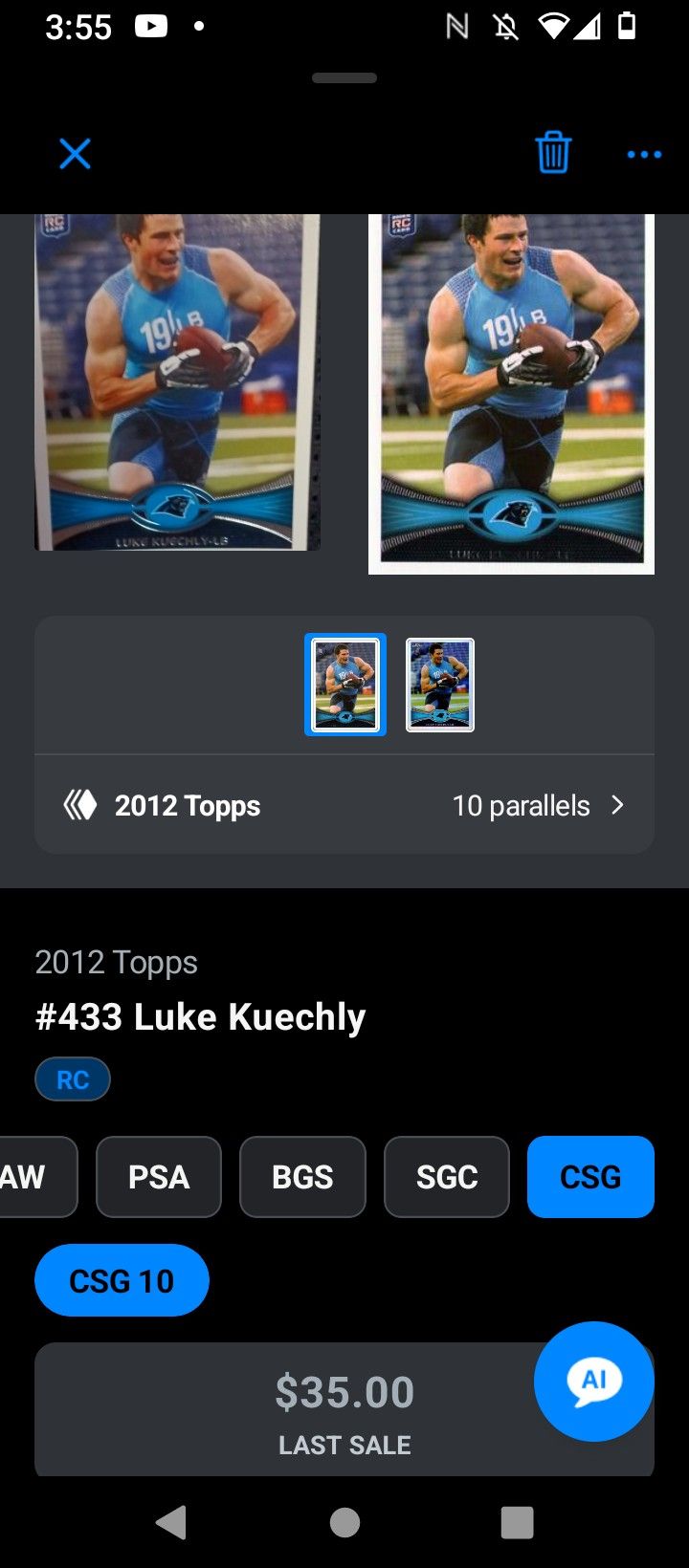Luke Kuechely 2012 Topps 