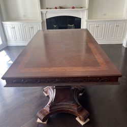 Italian Neoclassical Rectangle Double Pedestal Dining Table