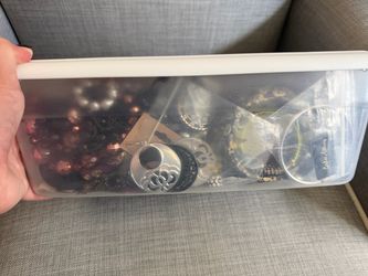 6lbs Mystery Jewelry Lot in Storage Container