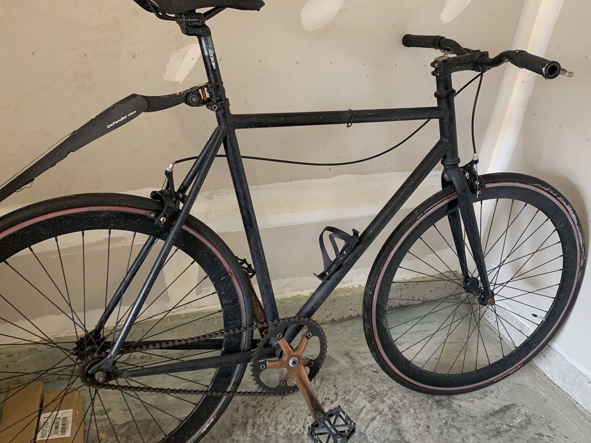 Custom Black Fixi Bike with Lots of Upgrades, Helmet, and Lock/Lights