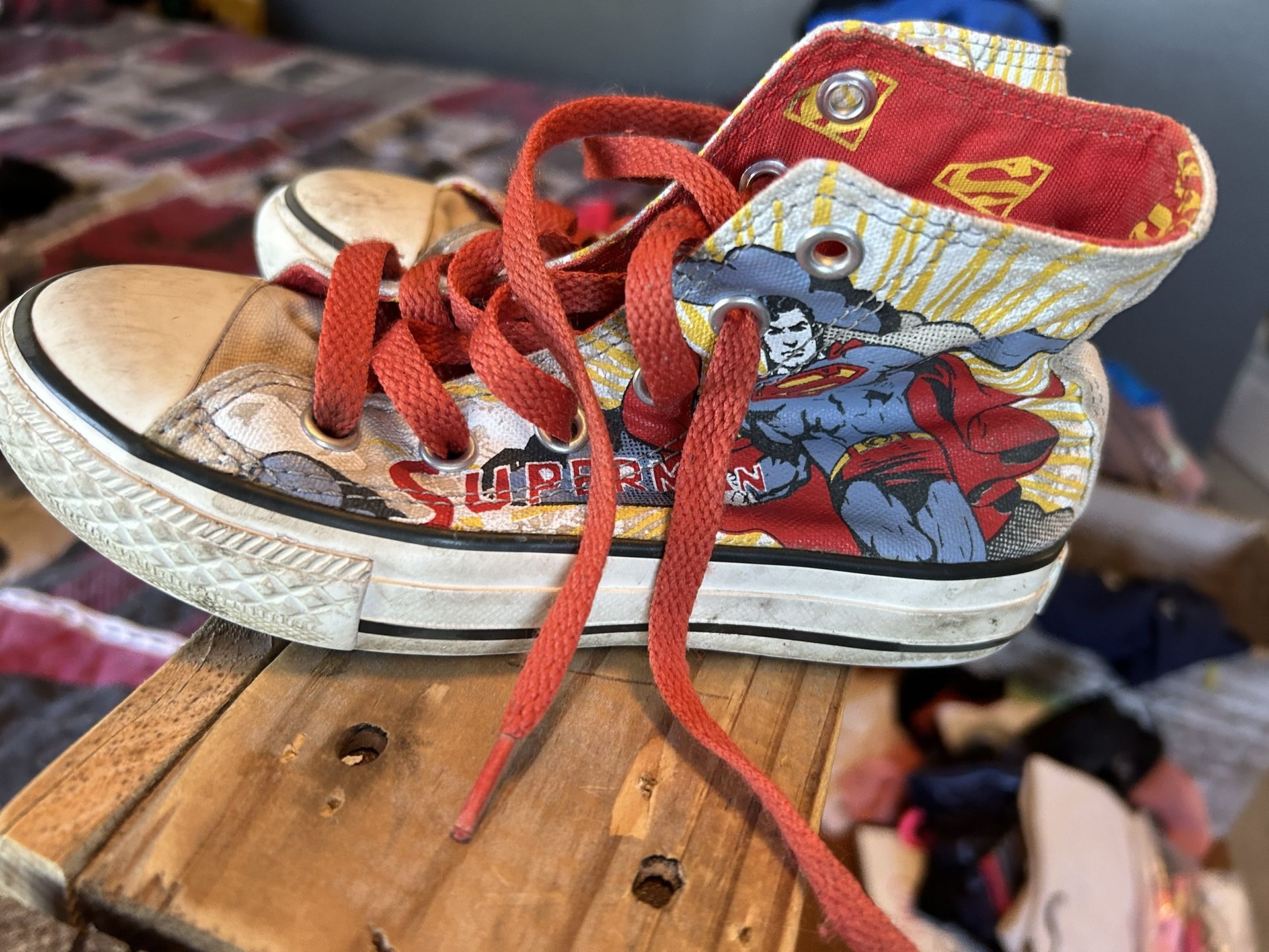Super Man Shoes Kid All Star Converse Size 11