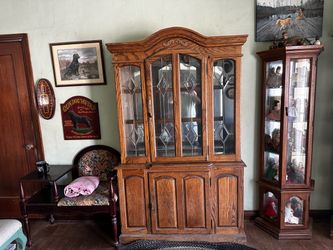 Oak China Cabinet table and chairs