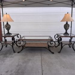 Beautiful 5 Piece Living Room Coffee Tables , End tables with Lamps