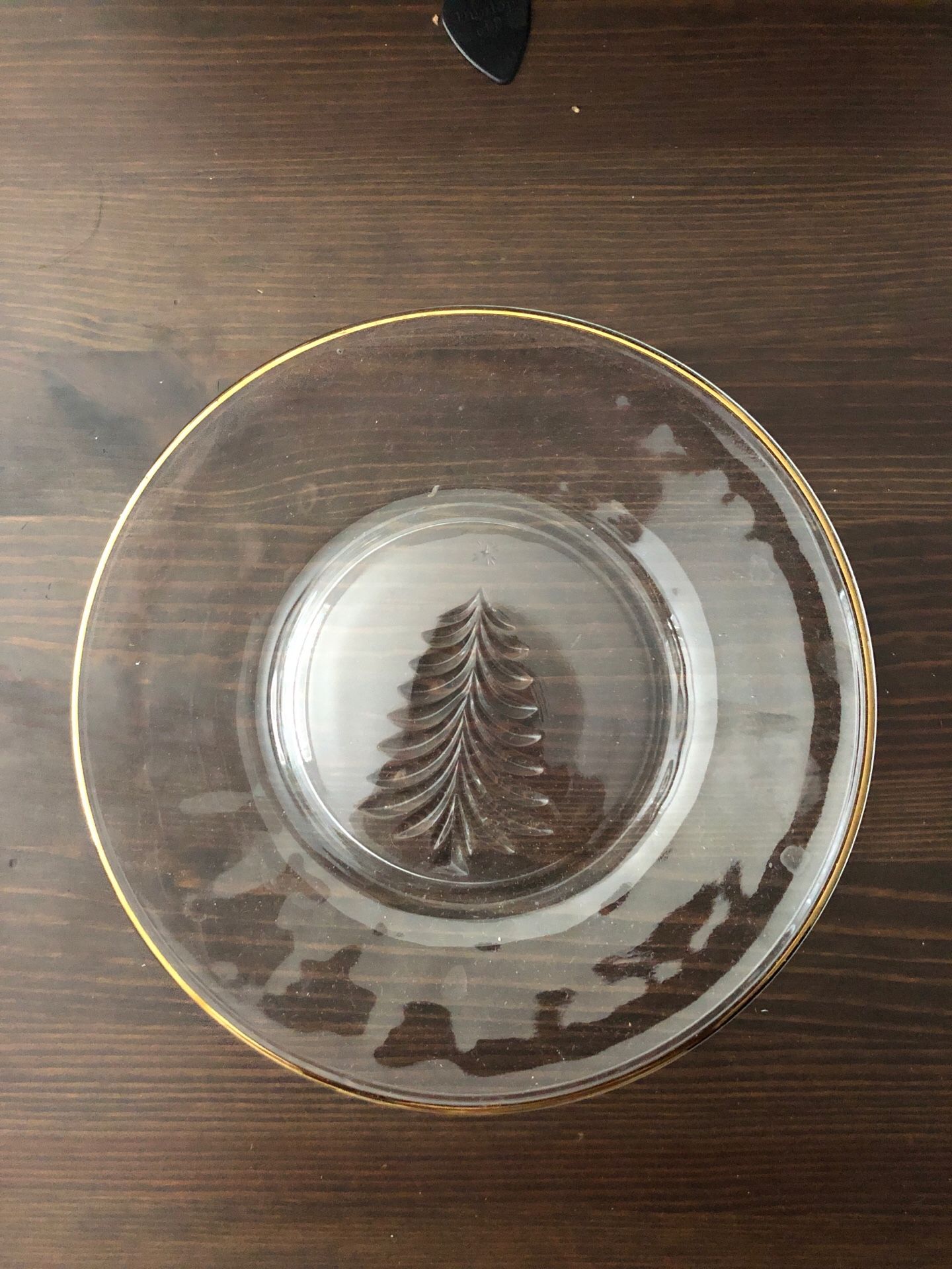 Glass plates - tree design, gold rimmed