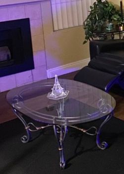 COCKTAIL TABLE AND MATCHING END TABLES…WITH THICK BEVELED GLASS