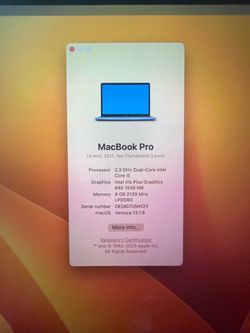 MacBook Pro 2017 256 gb storage