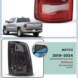 KNSPEC LED Tail Lights Assembly Compatible With 2019-2023 RAM 2 without Blind Spot Red Bezel Rear Brake Lights Replace 7AD (Left Driver