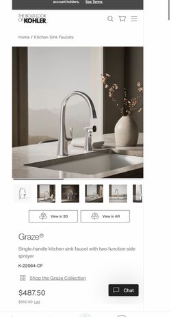 Kohler Kitchen Faucet Gaze with side spray Chrome