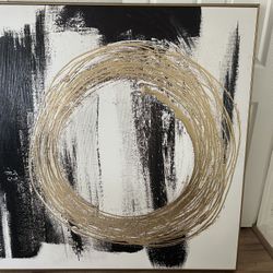 Modern Abstract Black, White And Gold Artwork