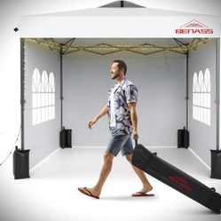 Benass 10x10 Pop Up Canopy Tent w/ 3 Sidewalls  (NEW)