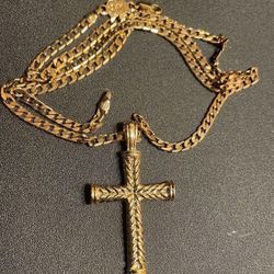 24k Gold Finish Cross Chain